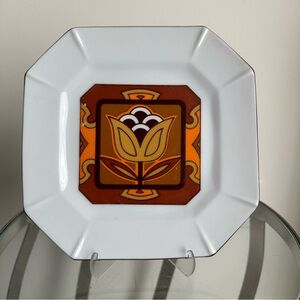 VINTAGE 1970S MID CENTURY MODERN MCM CERAMIC SIENNA WARE TULIP PLATE